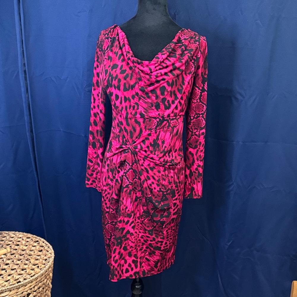 Thalia Sodi Vibrant Pink Animal Print Dress